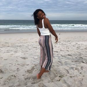 Black, pink and white summer pants